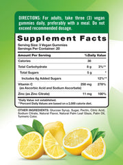 Nature's Truth lemon-flavored gummies close-up highlighting vegan, gluten-free formula