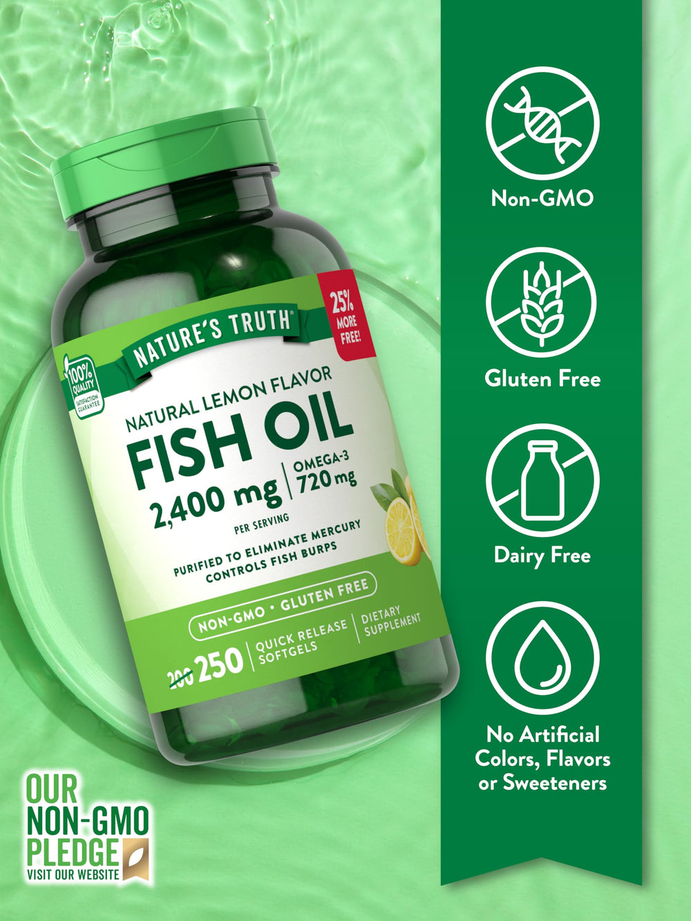 Nature's Truth lemon-flavored softgels offer a palatable omega-3 routine