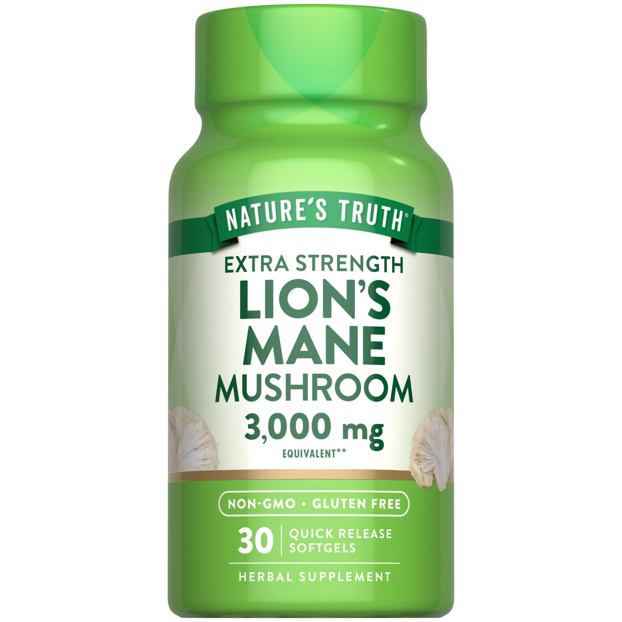 Nature’s Truth Lions Mane softgels bottle ready for daily supplement use.