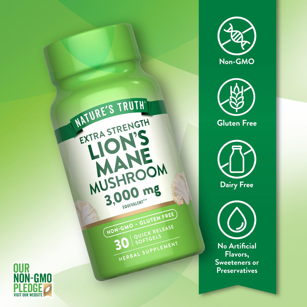 Softgels pouring from bottle, easy daily intake with water.