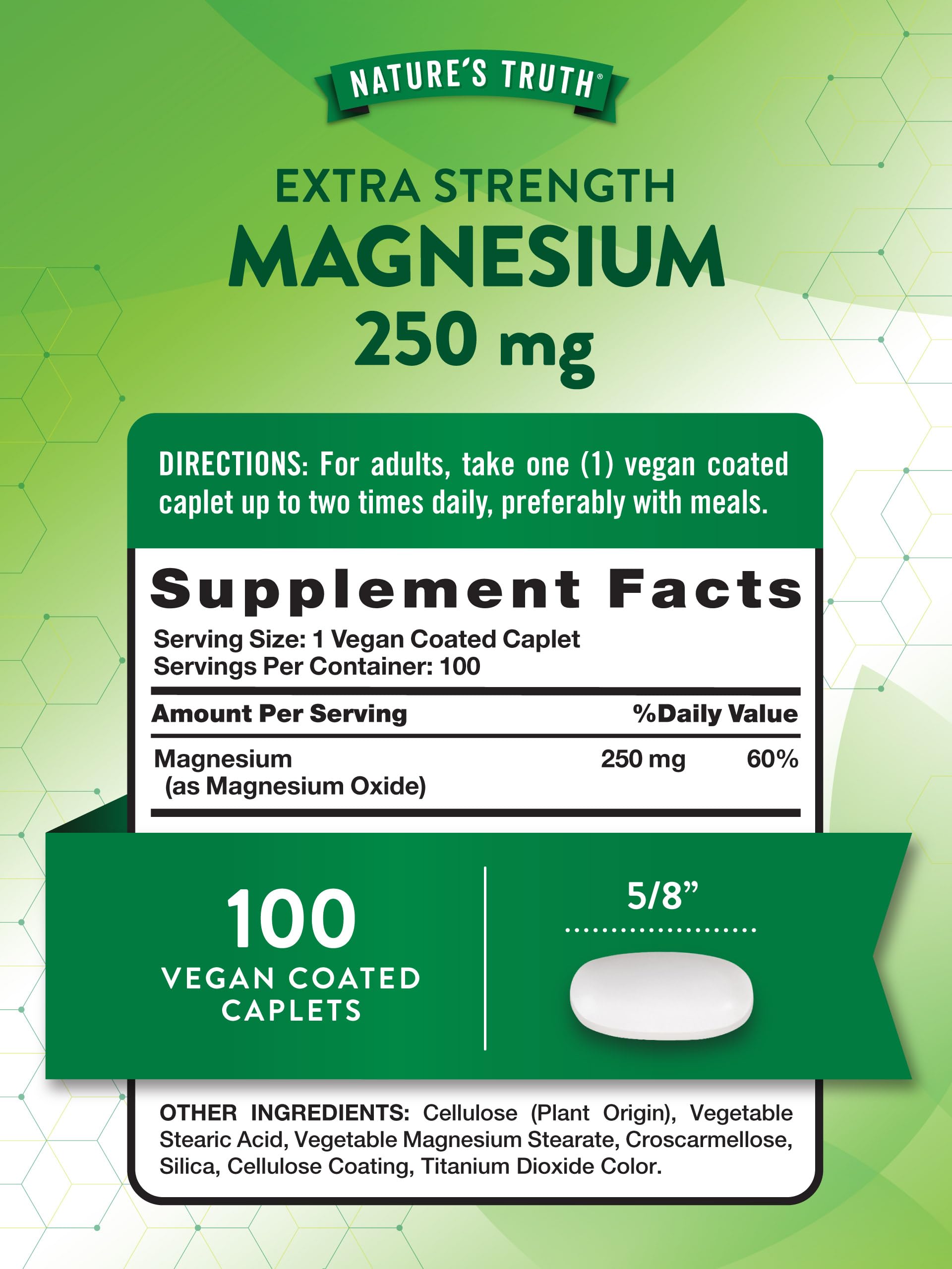 Pouring Nature's Truth magnesium 250 mg caplets for easy dosing