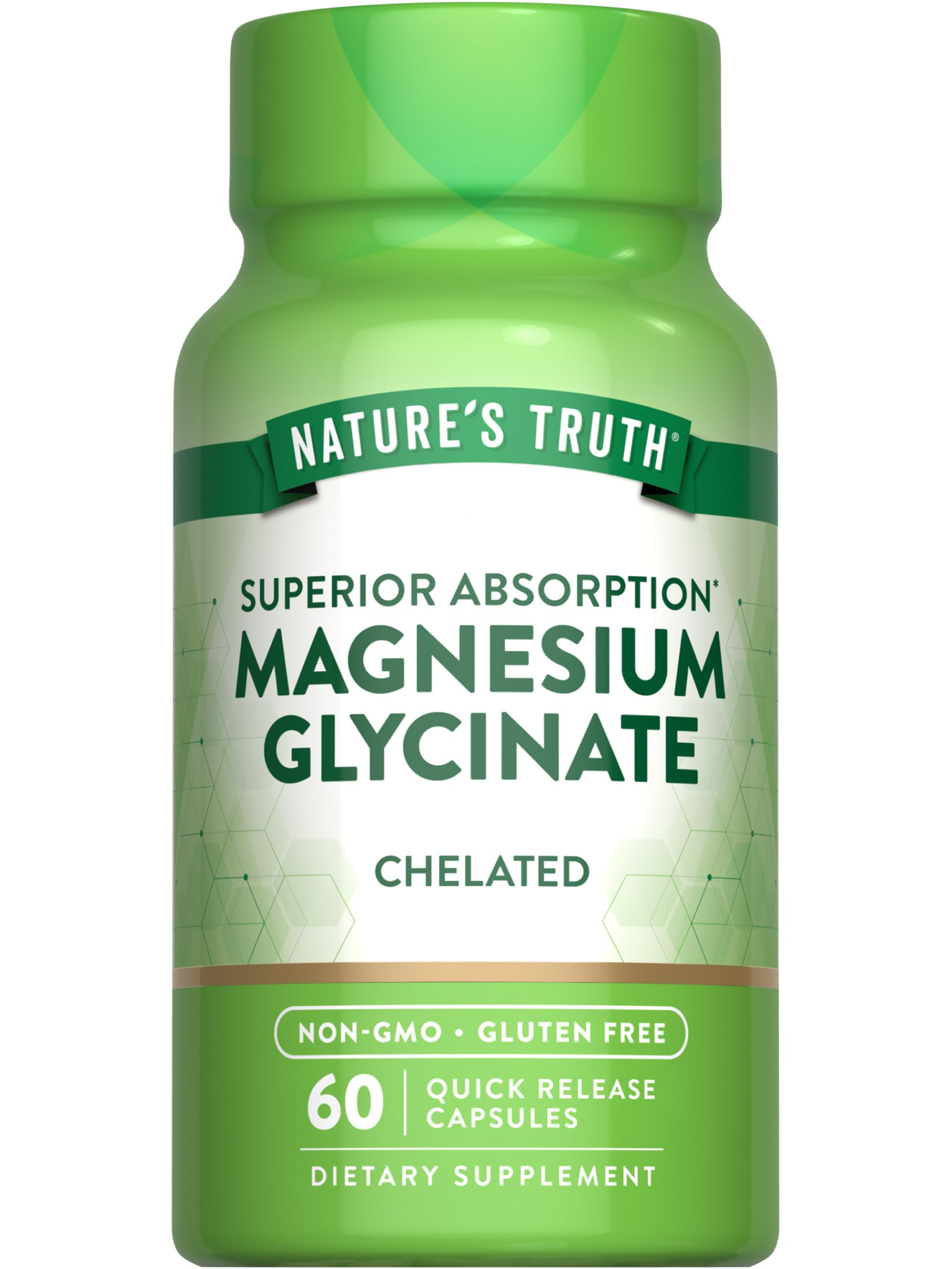 Nature's Truth magnesium glycinate capsules bottle front view highlighting high-absorption formula