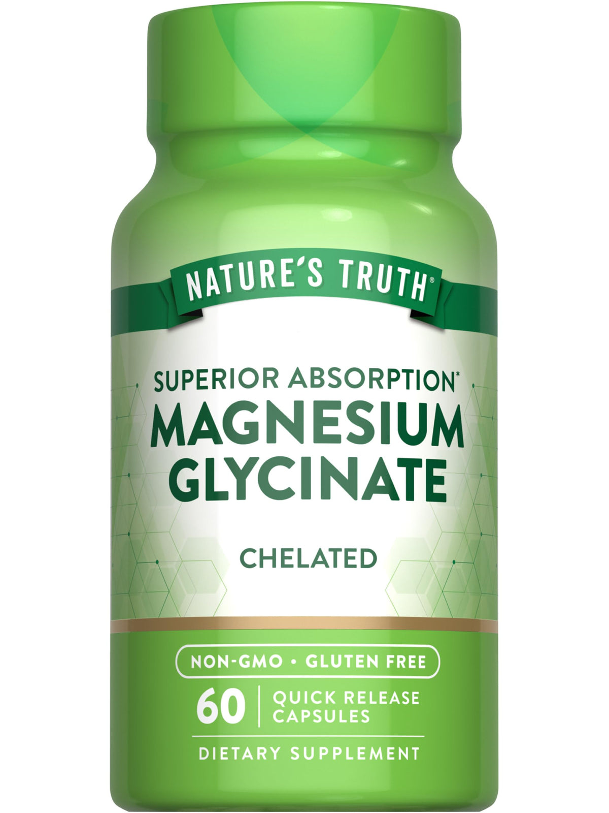 Nature's Truth magnesium glycinate capsules bottle front view highlighting high-absorption formula