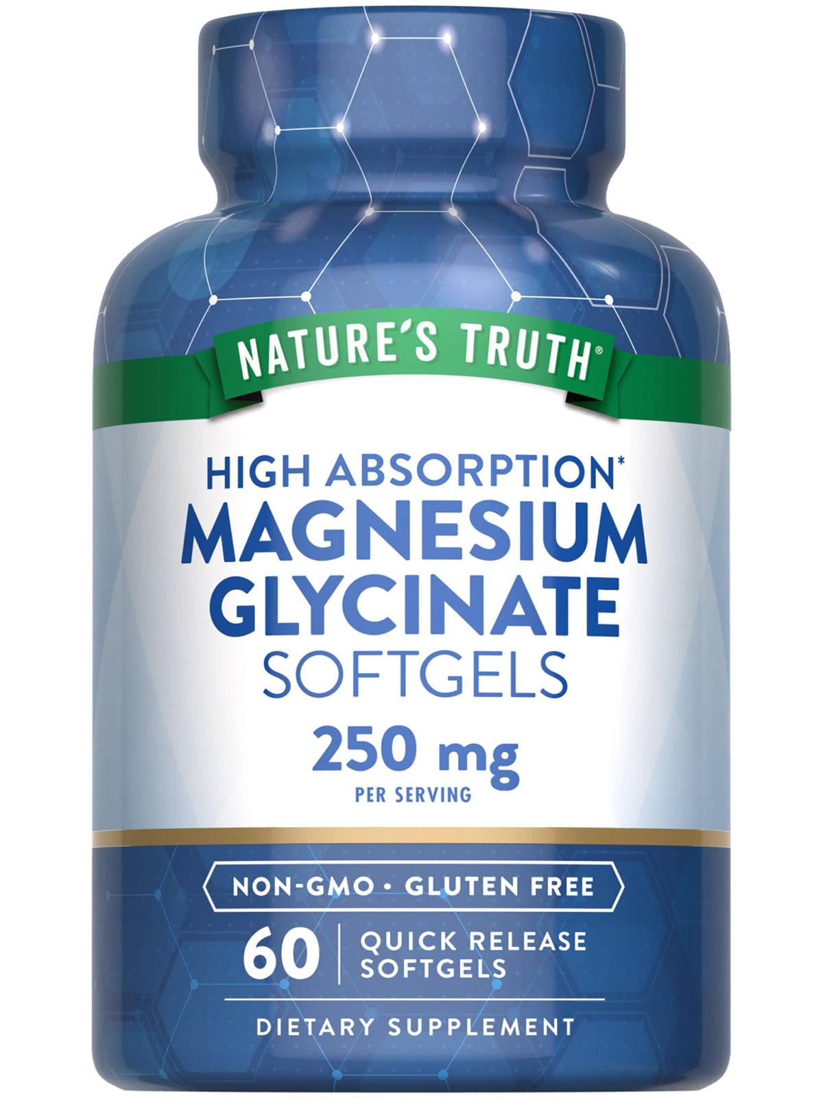 Nature's Truth magnesium glycinate softgels bottle front for daily mineral support.