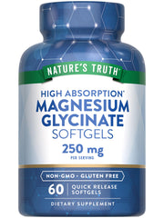Nature's Truth magnesium glycinate softgels bottle front for daily mineral support.