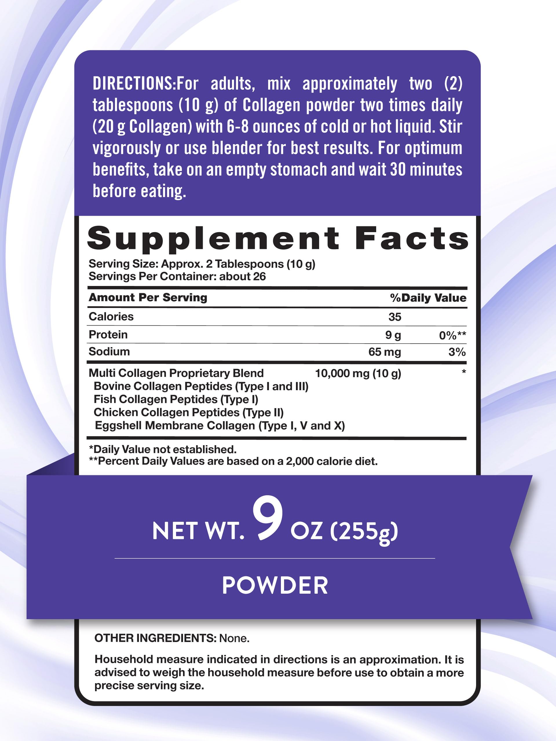 Nature's Truth Multi Collagen Peptide Powder scoop in tub for easy serving.