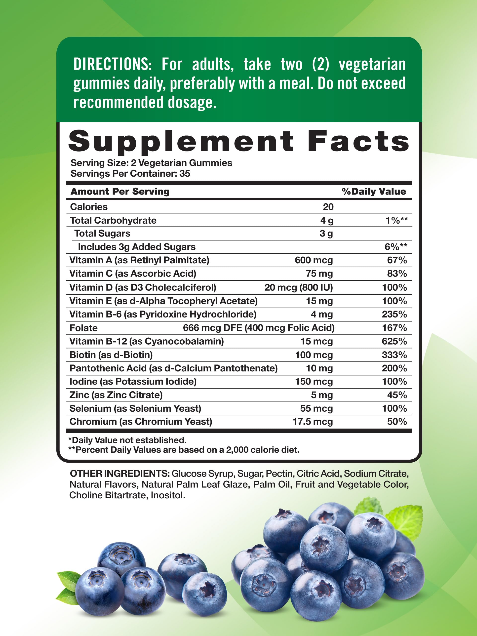 Close-up of blueberry-flavored gummies from Nature's Truth for easy daily use.