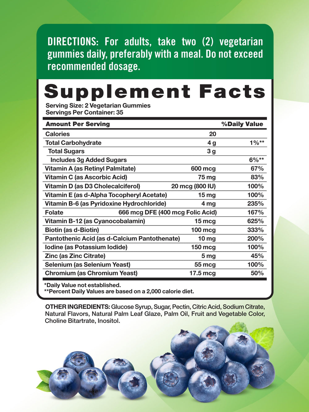 Close-up of blueberry-flavored gummies from Nature's Truth for easy daily use.