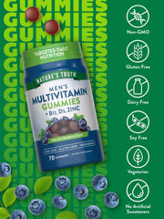 Pouring Nature's Truth Men Gummies into a glass for a quick daily routine.