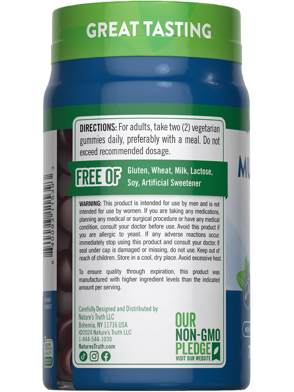 Ingredients panel highlights B12, D3, and zinc in Nature's Truth formula.