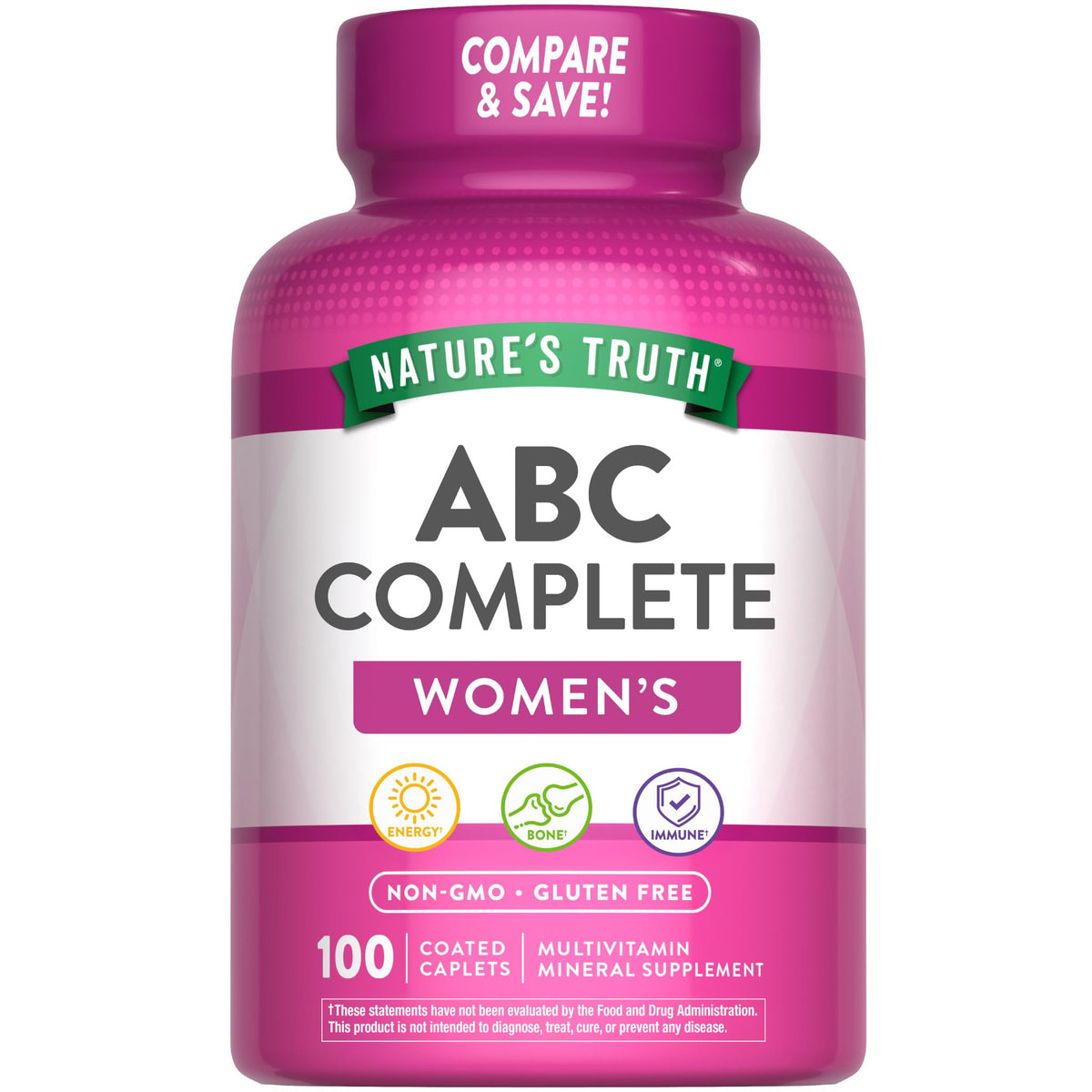 Nature's Truth multivitamin for women with iron bottle front provides complete daily wellness support.