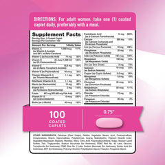 Nature's Truth multivitamin for women with iron caplet closeup highlights a smooth, coated formula.