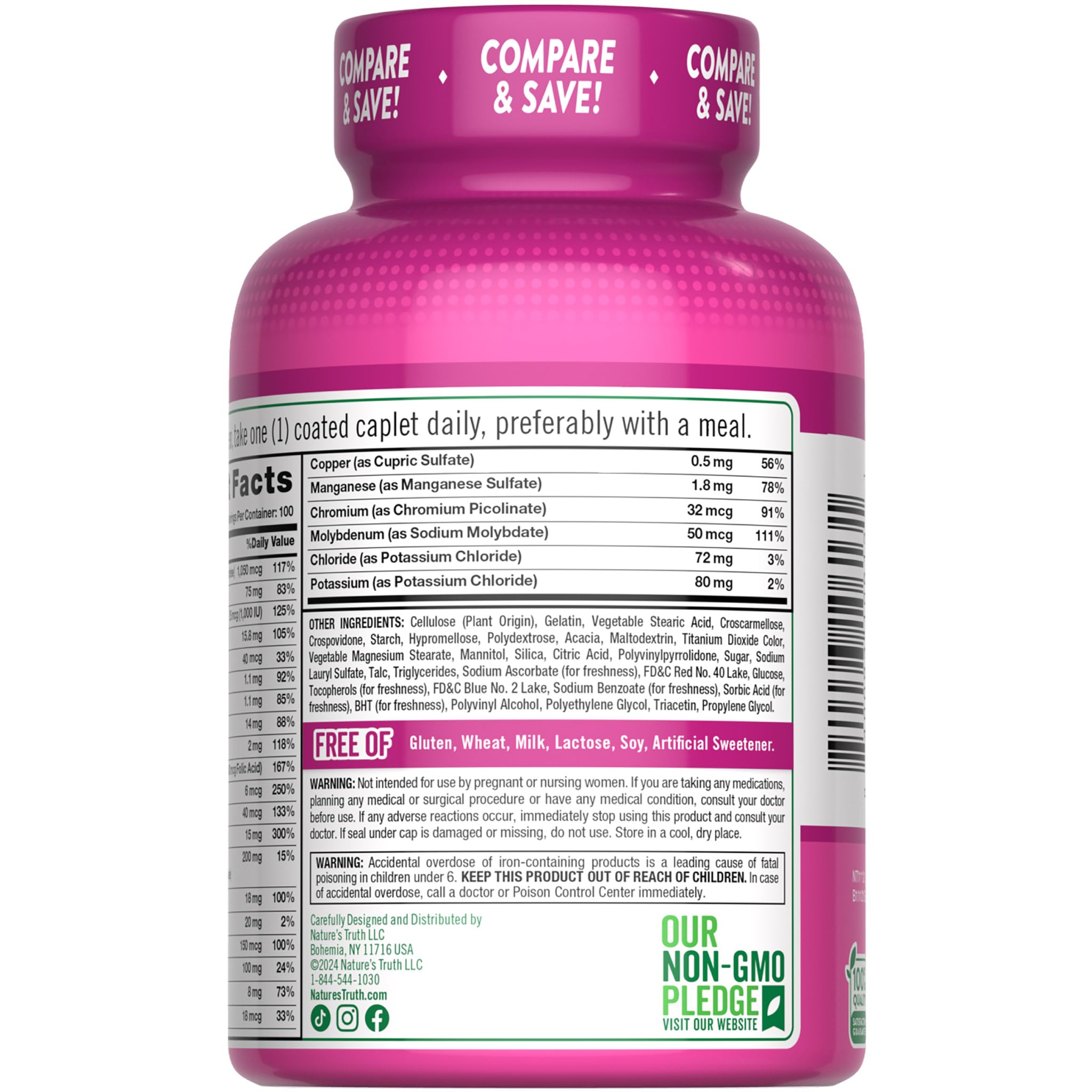 Nature's Truth multivitamin for women with iron in-use scene suggests easy daily wellness routine.