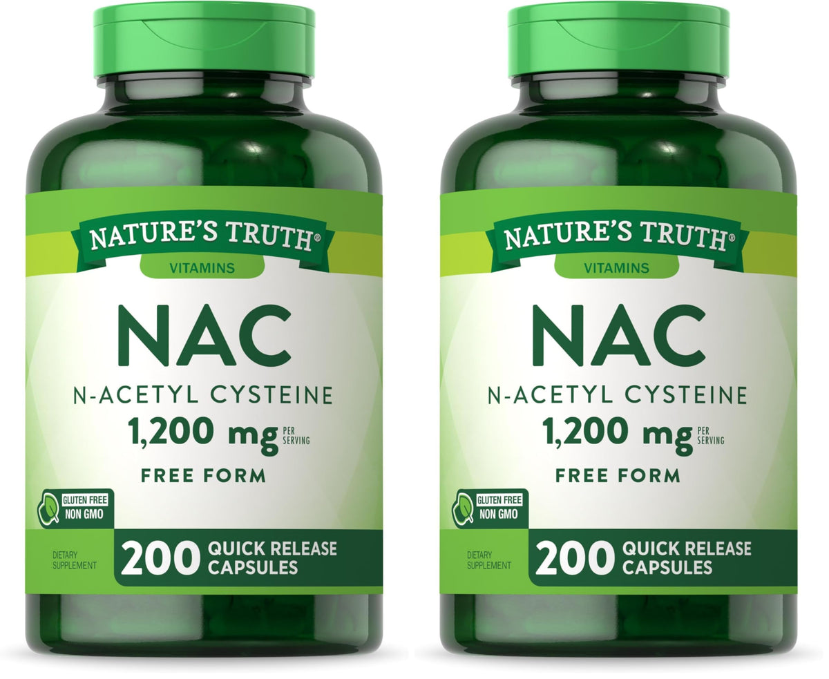 Nature's Truth NAC 1200mg bottle with capsules for daily wellness.