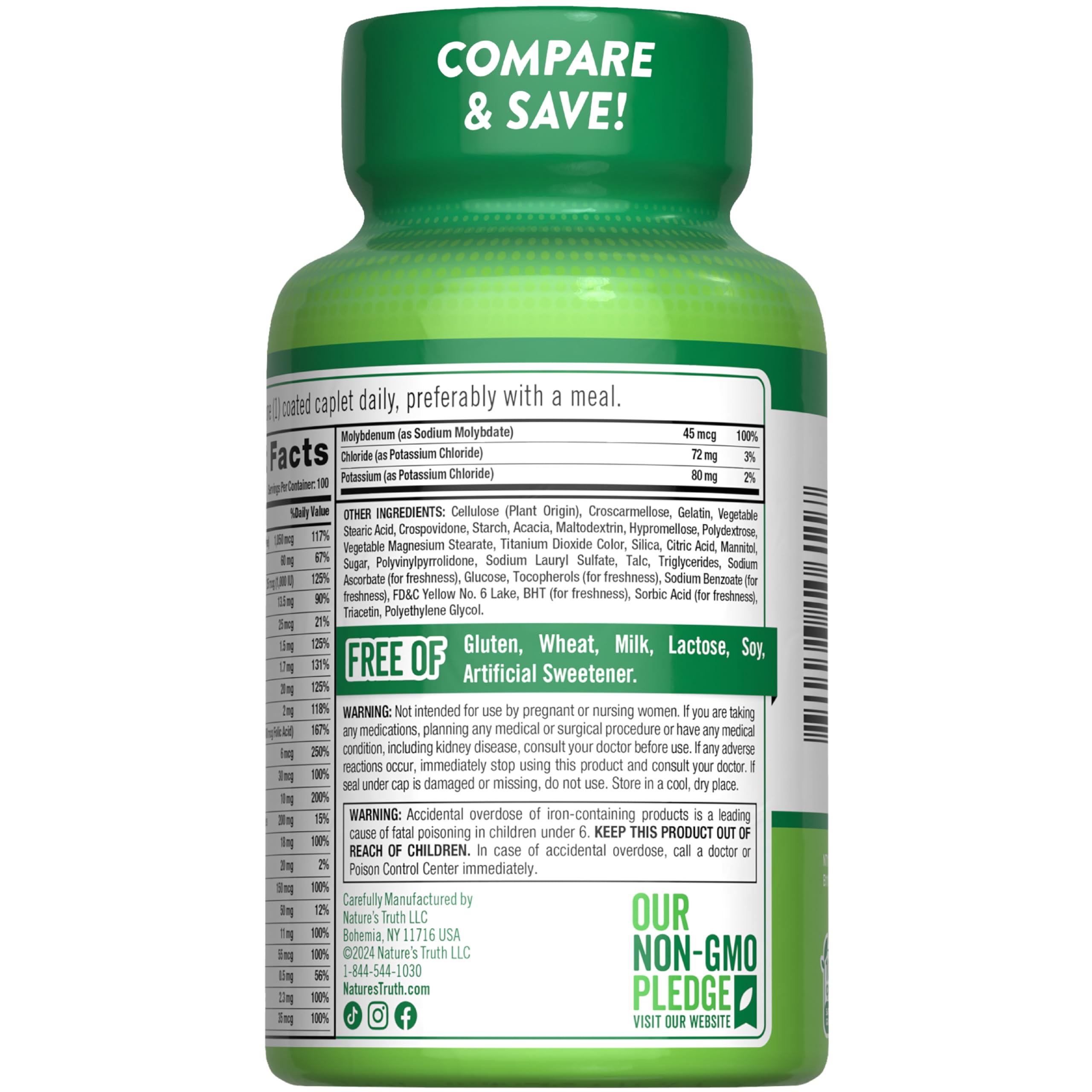 Packaging shows gluten-free and Non-GMO attributes for health-conscious shoppers.