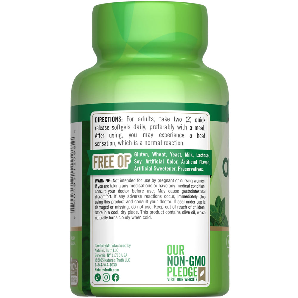 Nature's Truth oregano supplement on the go, easy to take with water