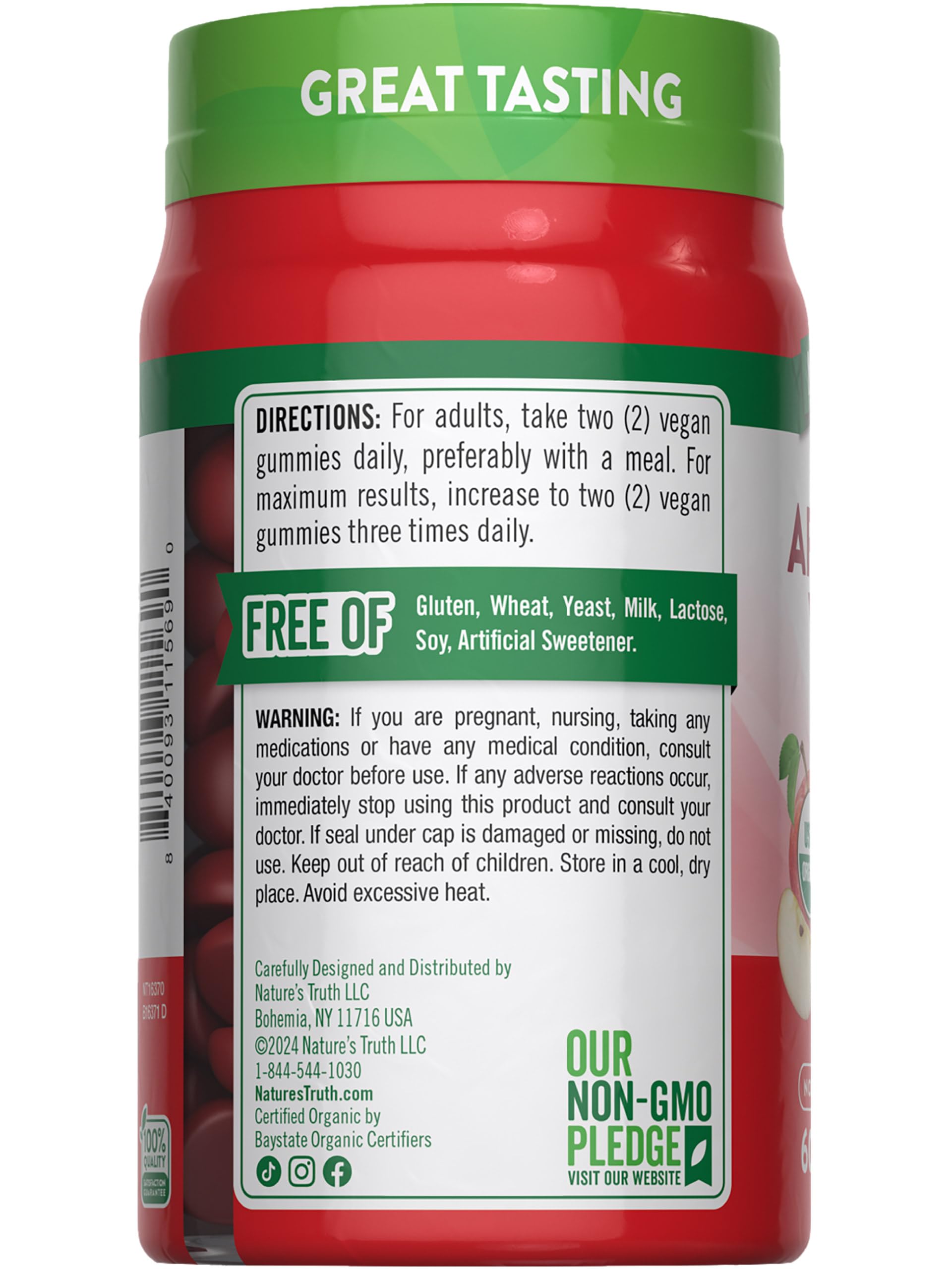 Nature's Truth Organic ACV gummies pack of 2 bottles for extended use.