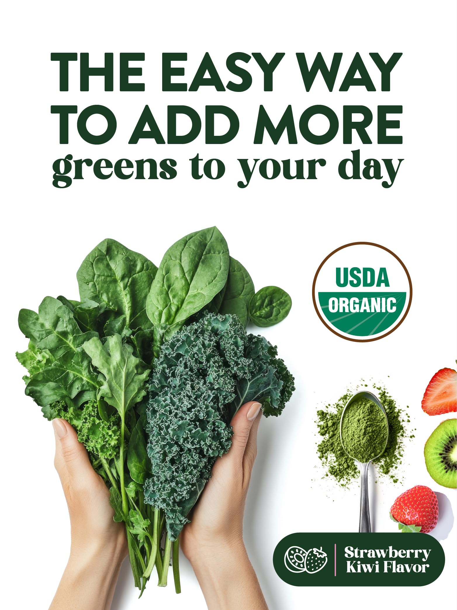 Nature's Truth Organic Greens Powder strawberry-kiwi bowl features flavorful mix for on-the-go smoothies.