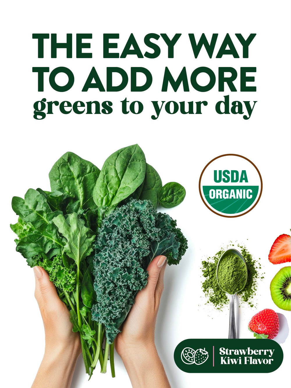Nature's Truth Organic Greens Powder strawberry-kiwi bowl features flavorful mix for on-the-go smoothies.