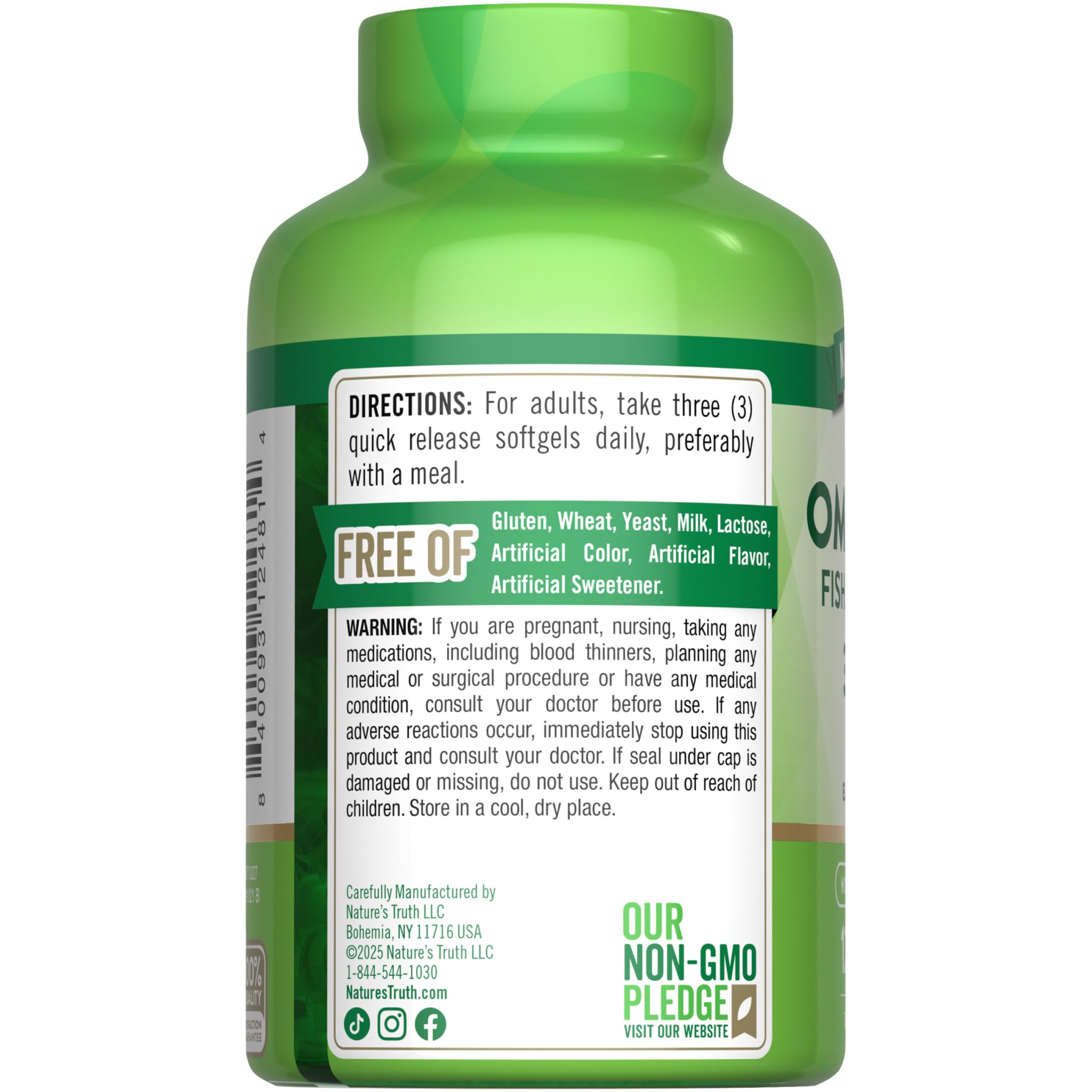 Two-pack box emphasizes triple strength omega blend.
