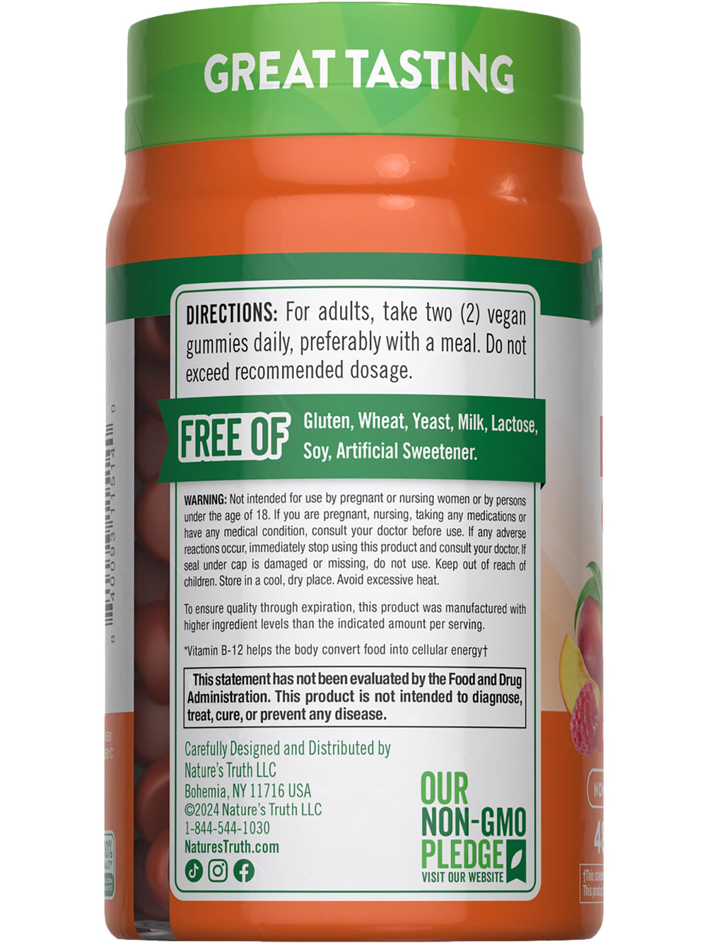 Packaging and label of Nature's Truth gummies signifying quality care.