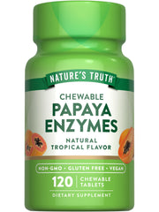 Nature's Truth papaya enzyme chewable bottle promoting easy digestion after meals.