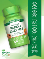 Nature's Truth papaya enzyme chewable tablets in tropical flavor.