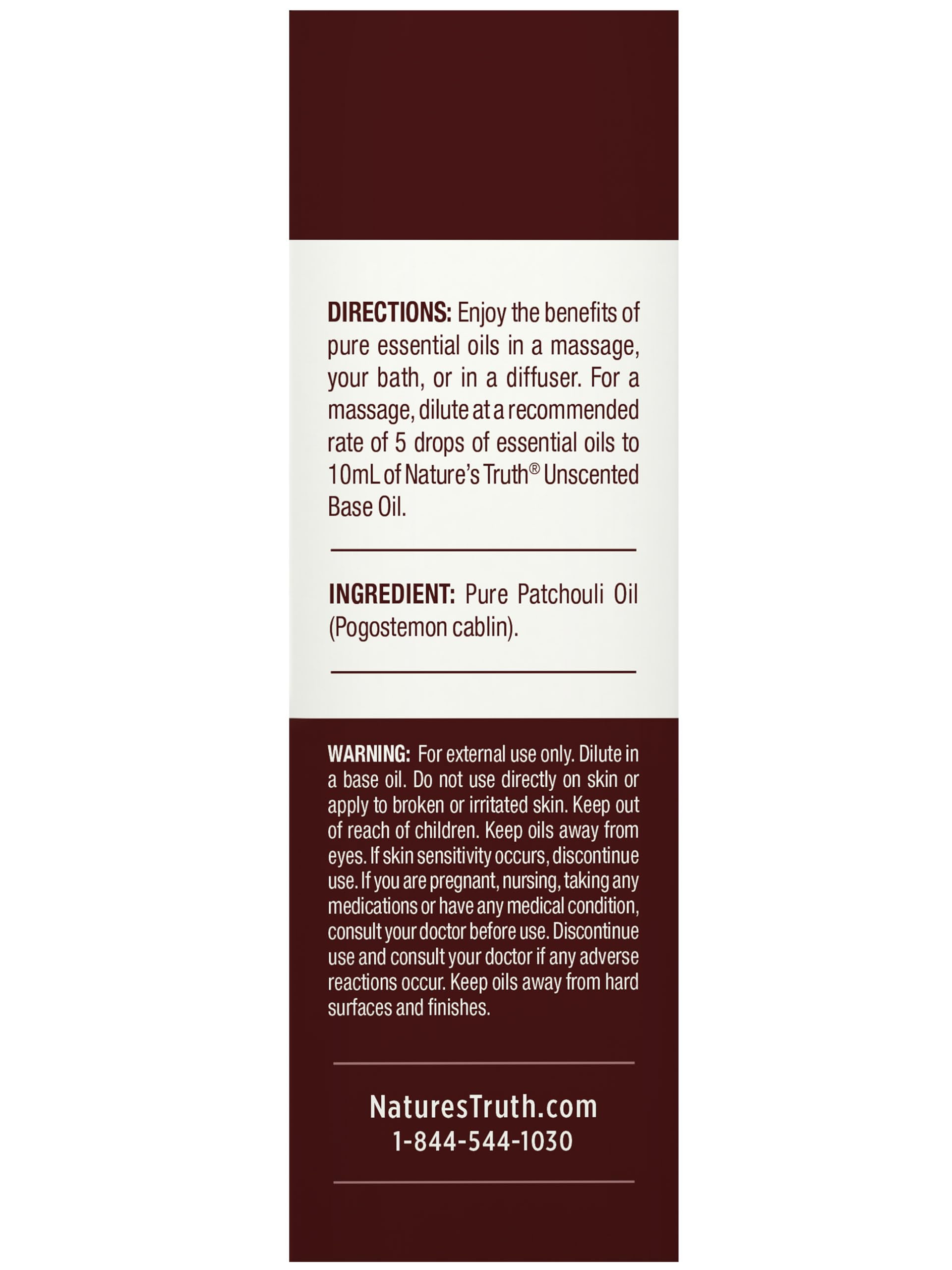 Nature's Truth Patchouli oil topical use with carrier oil