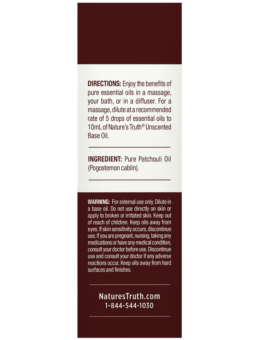 Nature's Truth Patchouli oil topical use with carrier oil