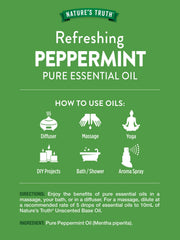 Nature's Truth Peppermint Oil diffuser usage refreshing spaces with a cooling aroma.