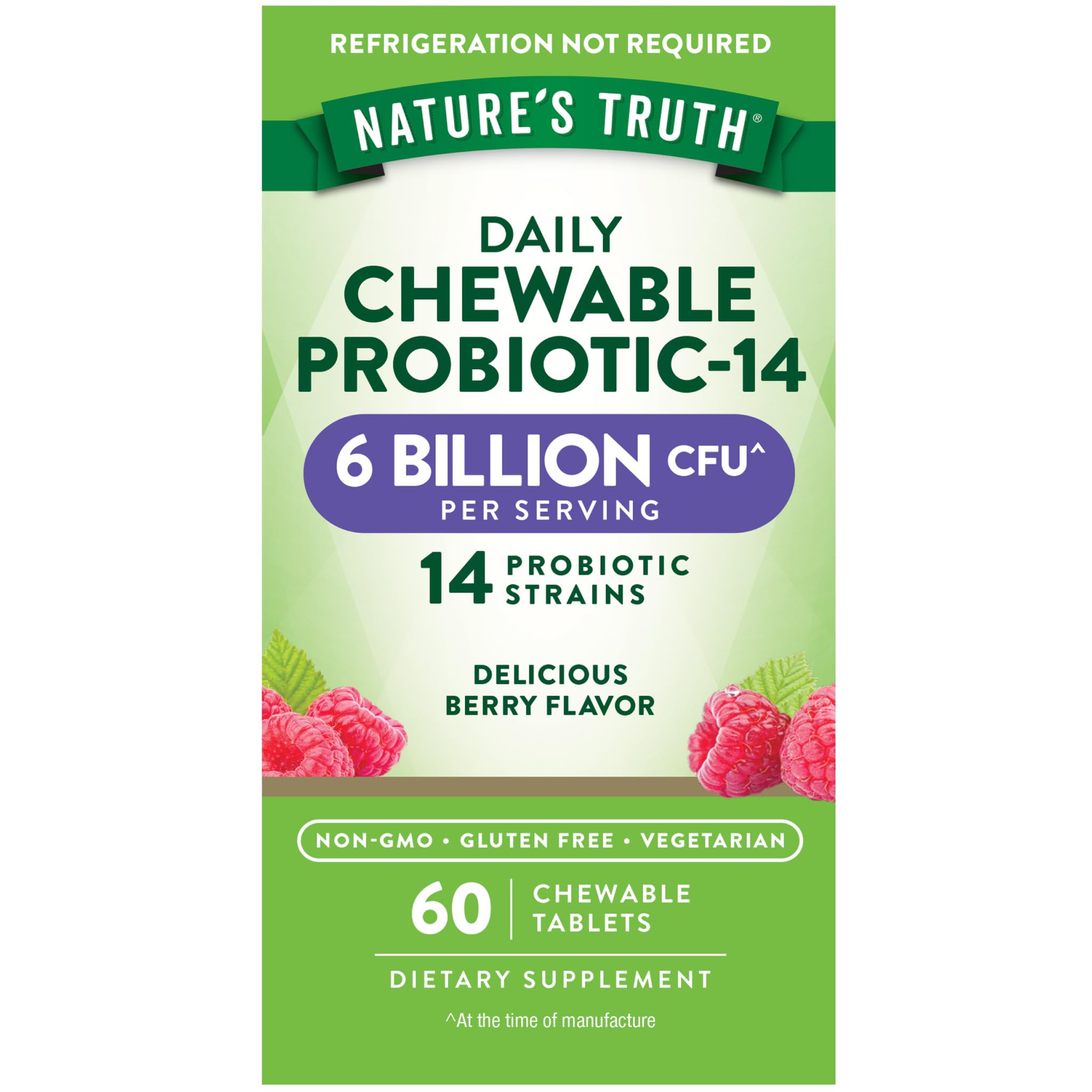Nature's Truth probiotic chewable berry bottle promotes daily gut wellness in a tasty format.