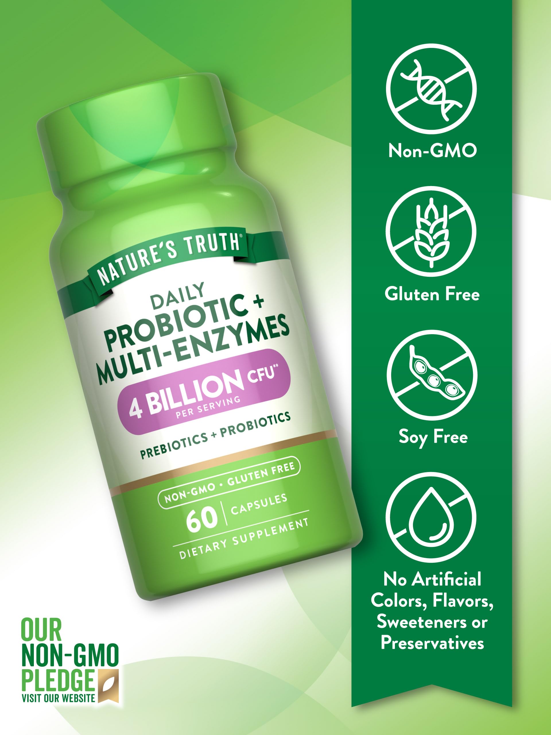 Nature's Truth Probiotics 4 billion CFU per serving highlighting a potent daily dose