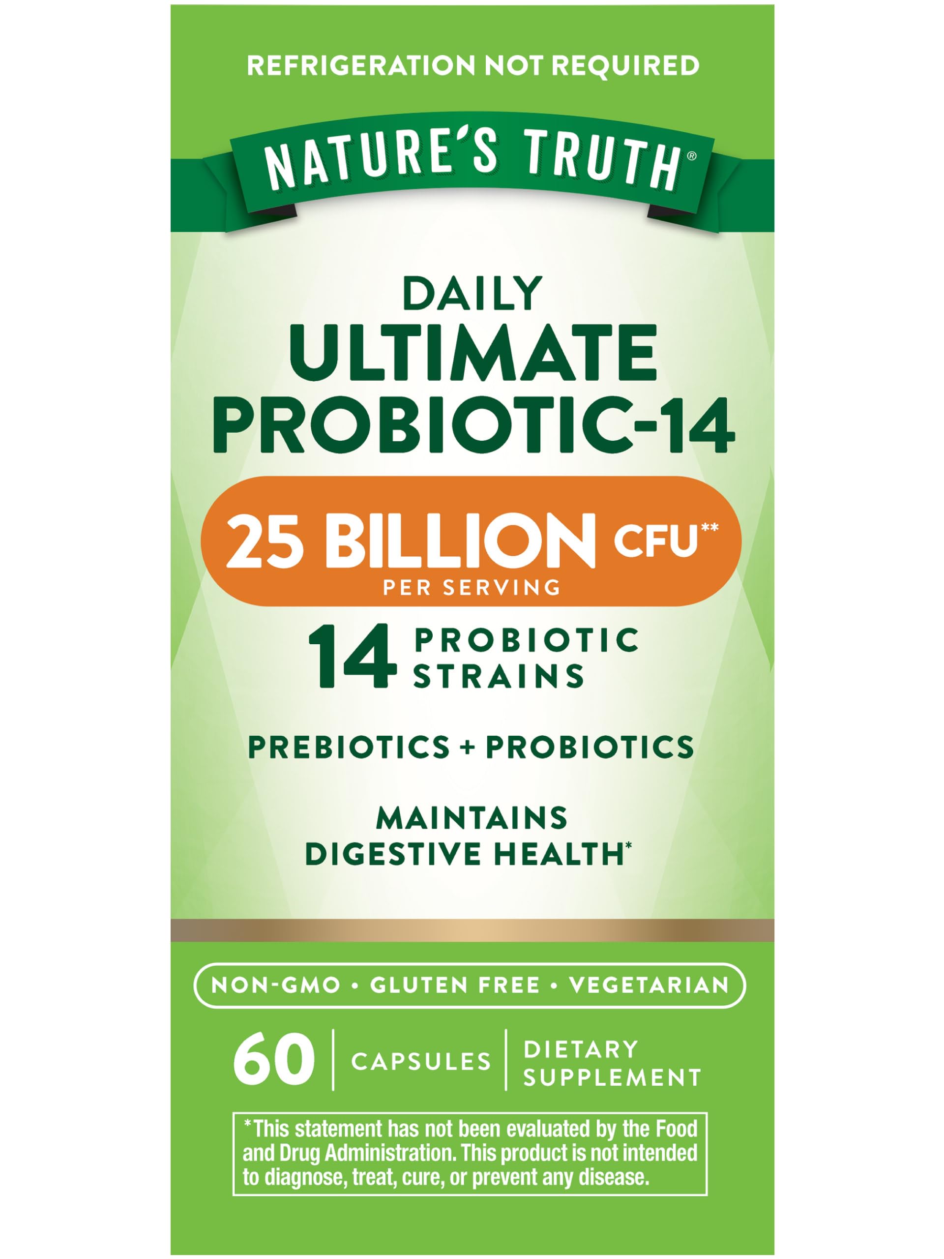 Nature's Truth probiotics bottle front for daily gut support and easy use.