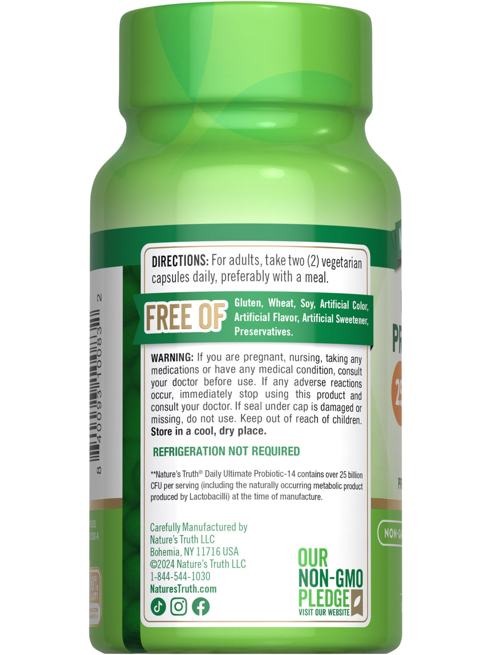 Nature's Truth probiotics daily-use layout suggests a simple, convenient daily routine.