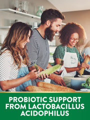 Gluten-free, non-GMO label on Nature's Truth probiotic packaging highlighting clean ingredients.