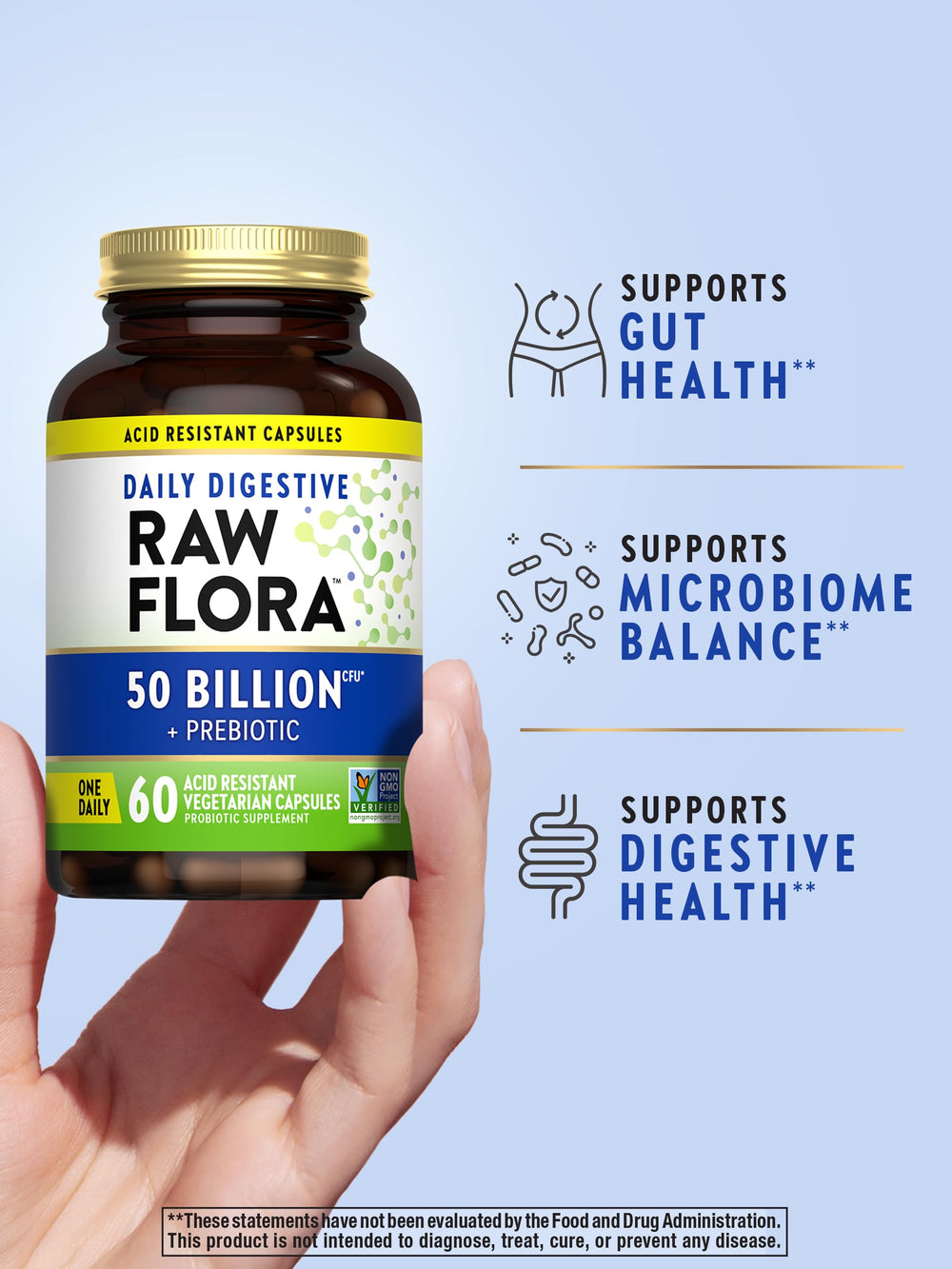 Nature's Truth Raw Flora label highlights multi-strain blend and CFU value