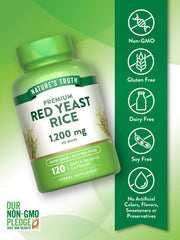 Nature's Truth Red Yeast Rice bottle with dosage guidance