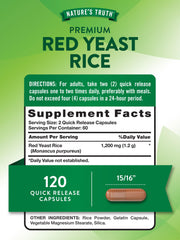 Nature's Truth Red Yeast Rice capsules closeup for easy dosing