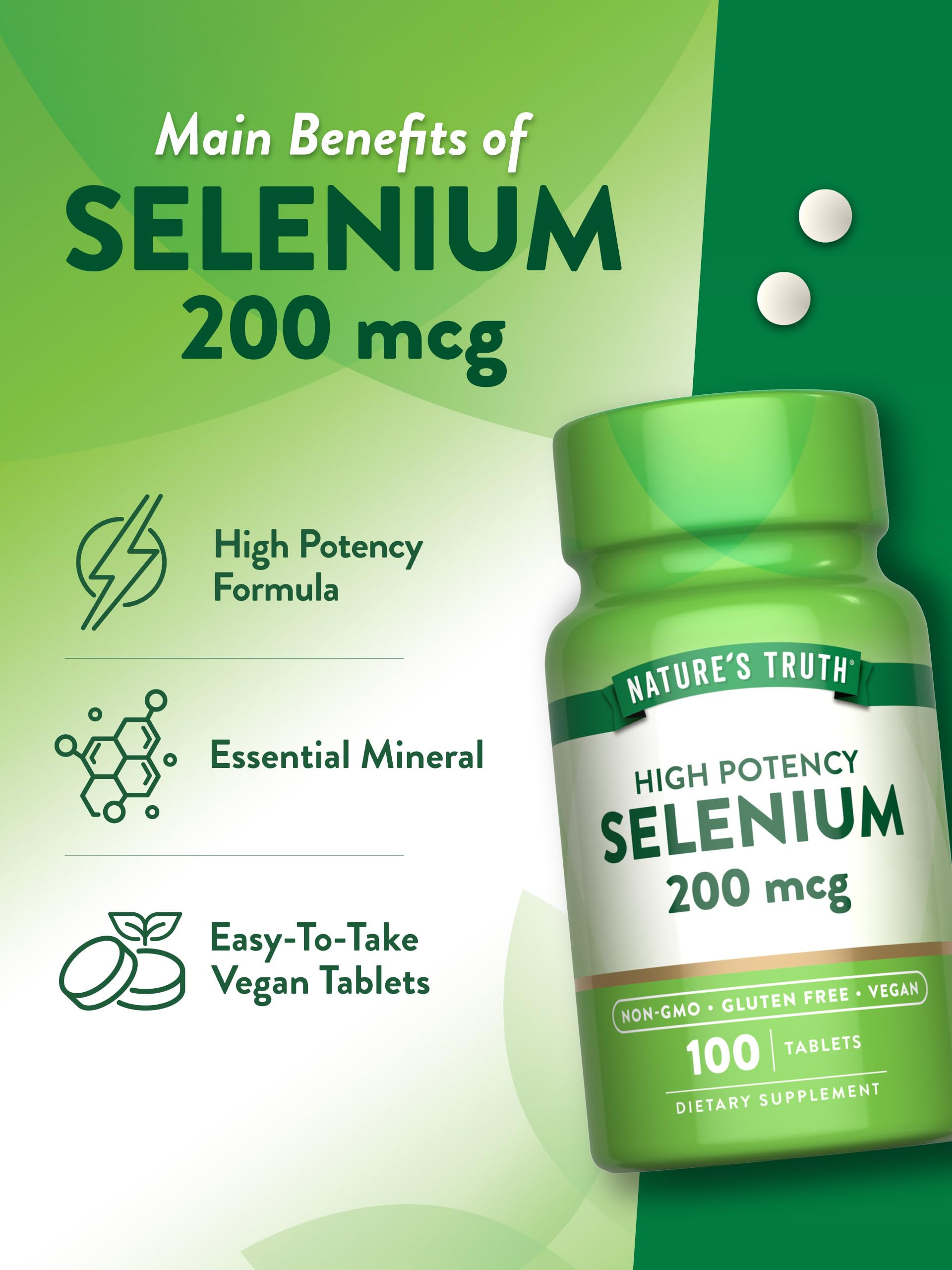 Nature's Truth selenium bottle and packaging emphasize clean label ingredients.