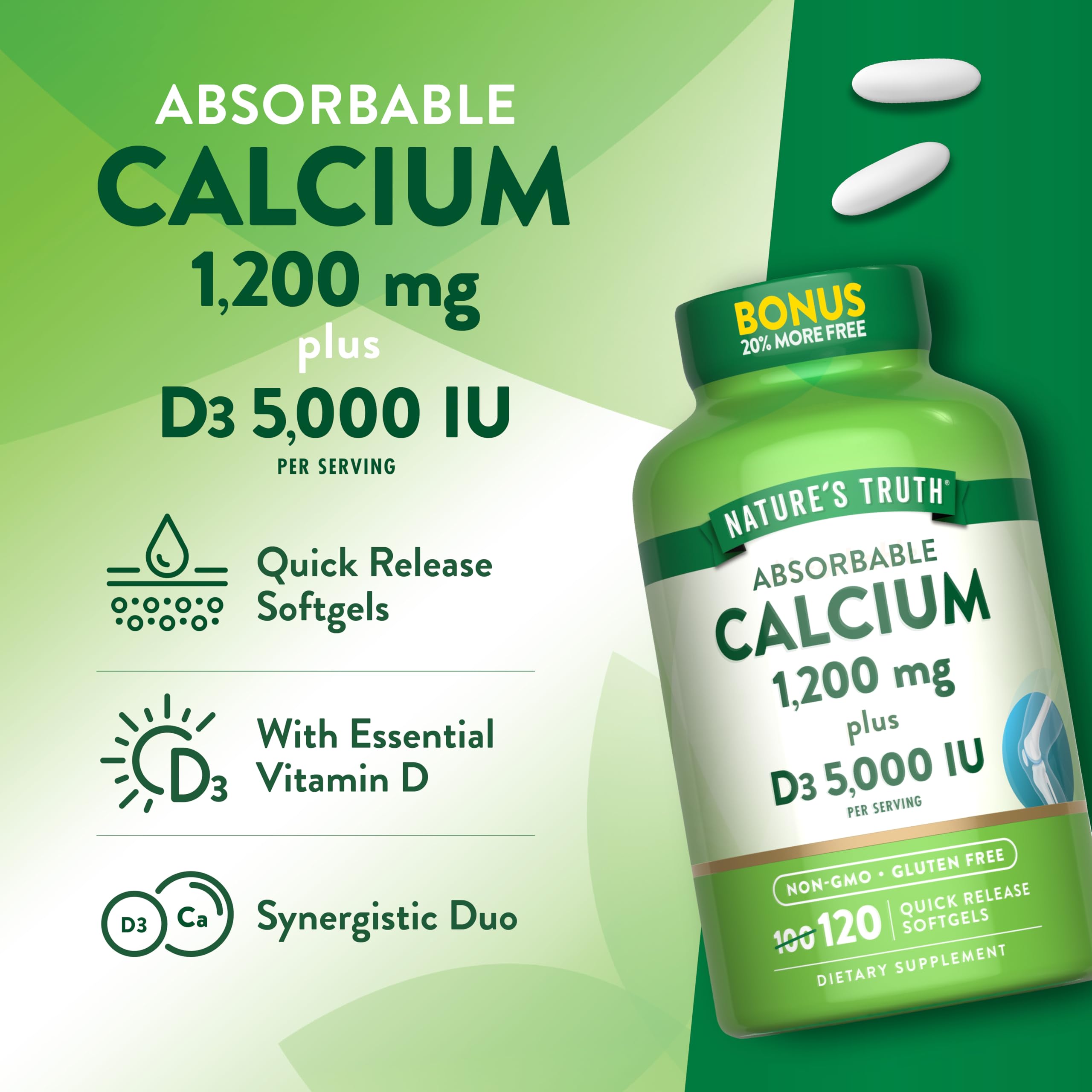 Nature's Truth softgels in hand suggest easy daily intake