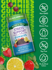 Nature's Truth Stress Relief Gummies GABA-L-Theanine-Lemon Balm on display for occasional calm.