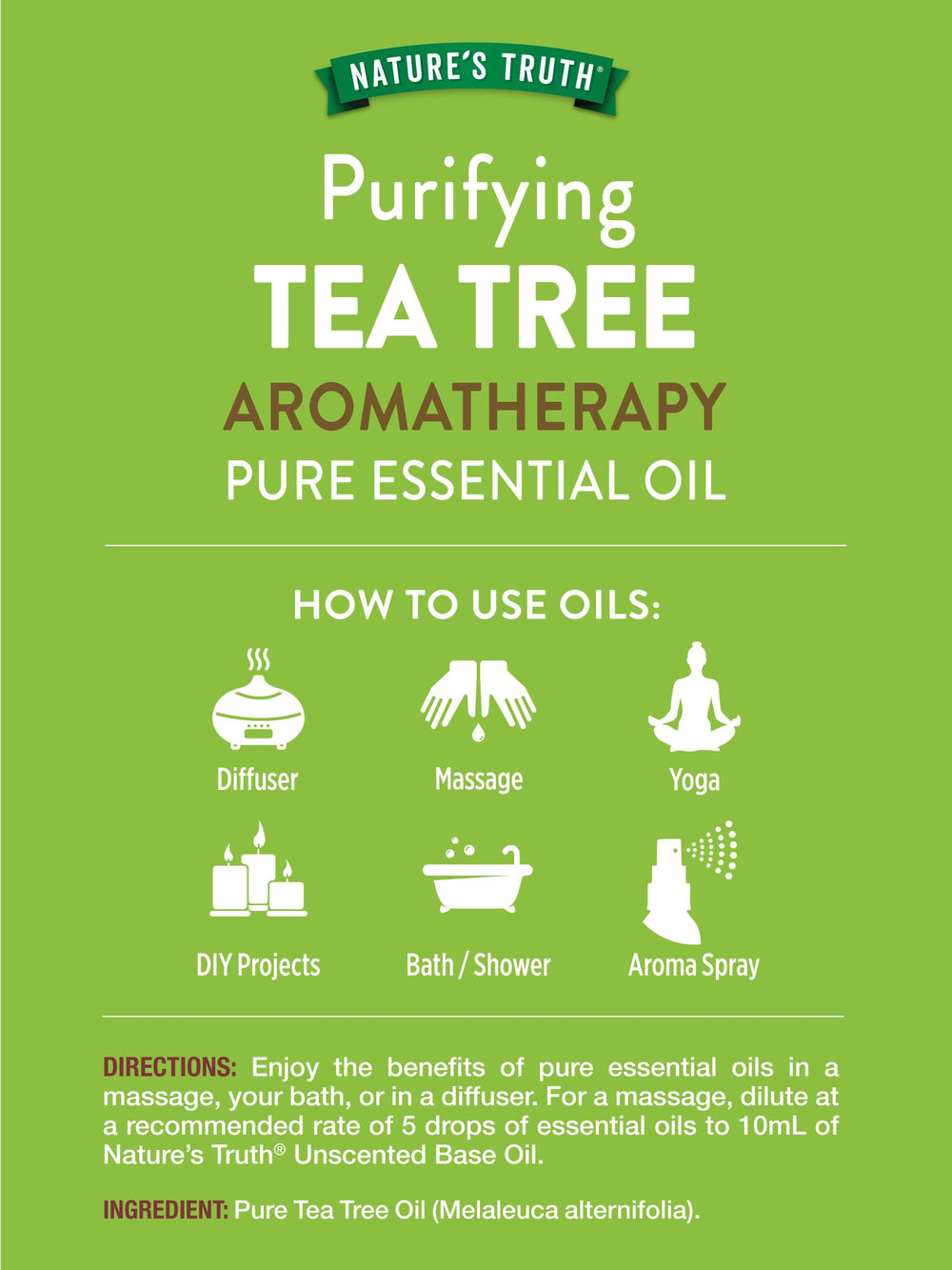 Nature's Truth Tea Tree Oil diffuser aroma for a crisp, uplifting atmosphere