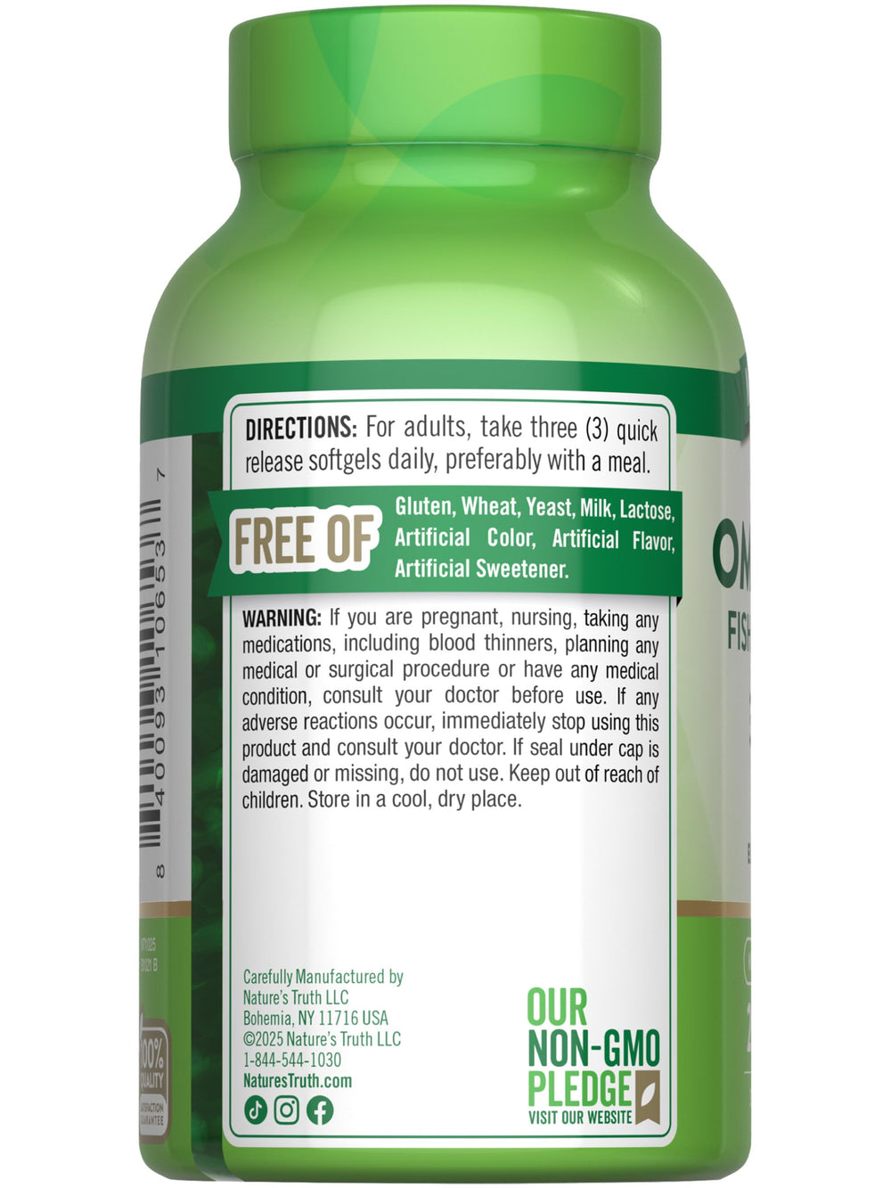 Nature's Truth Triple Omega 3-6-9 bottle side view of packaging