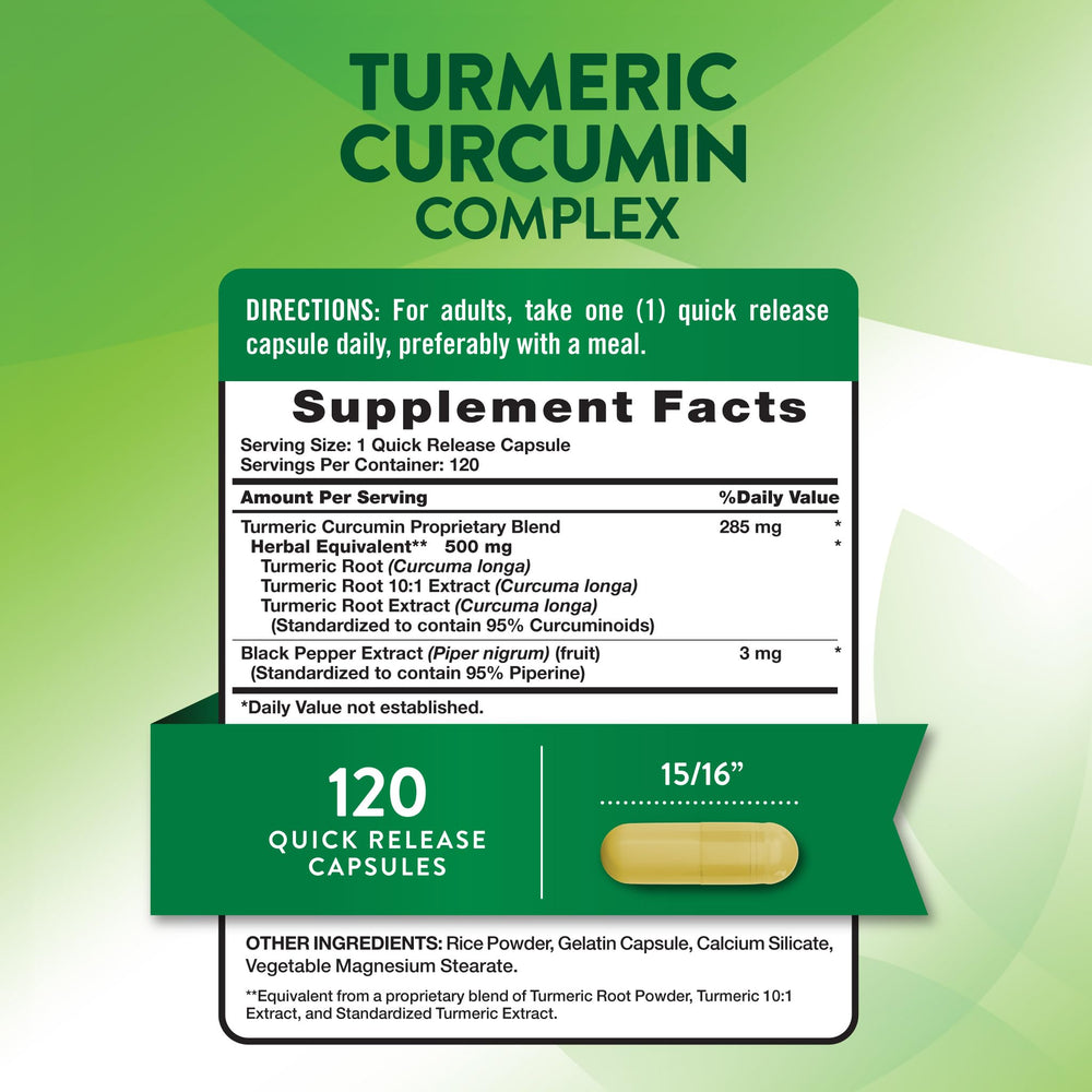 Nature's Truth Turmeric Curcumin capsules close-up for daily wellness support