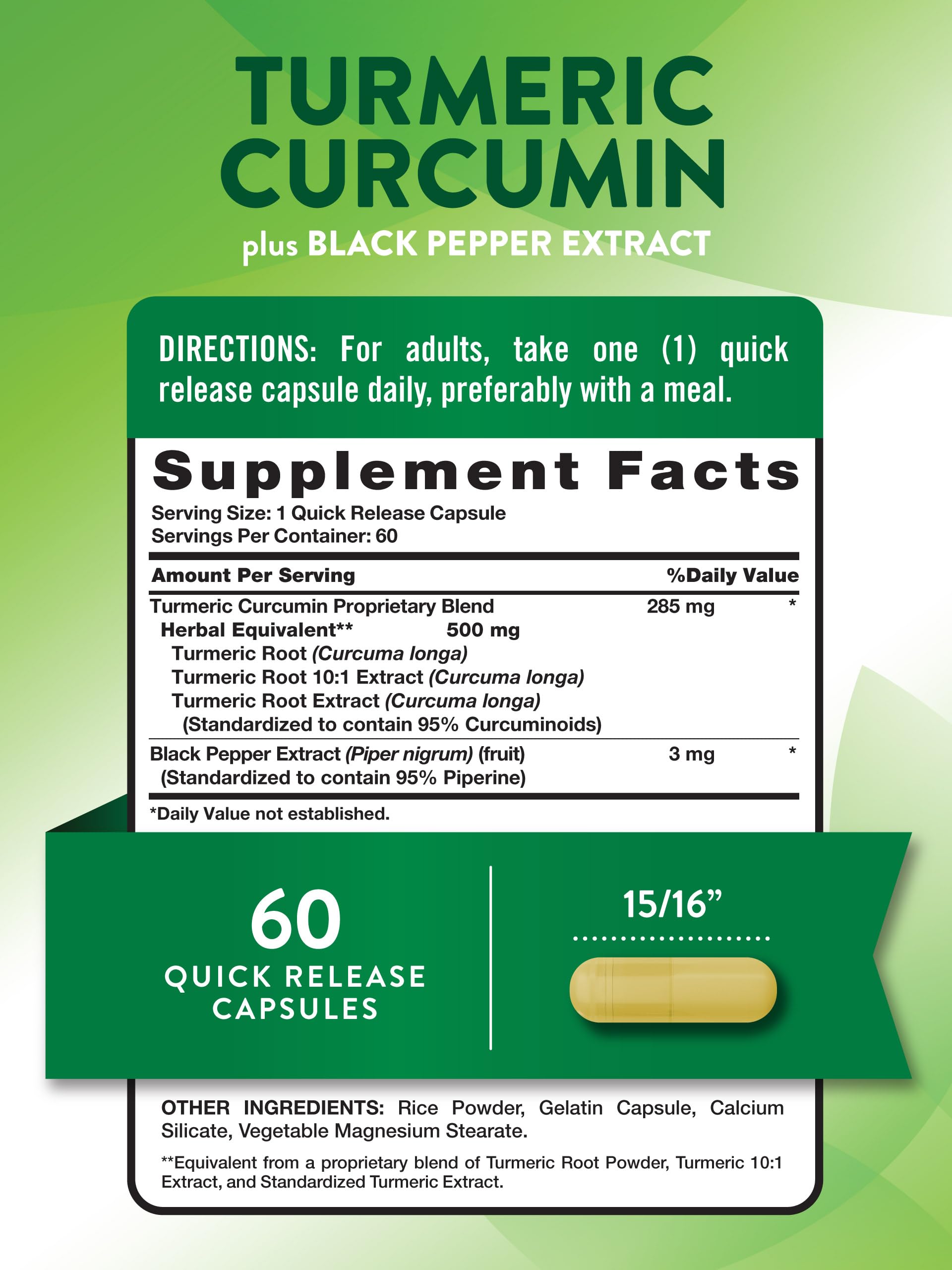 Nature's Truth Turmeric Curcumin capsules designed for easy daily use.