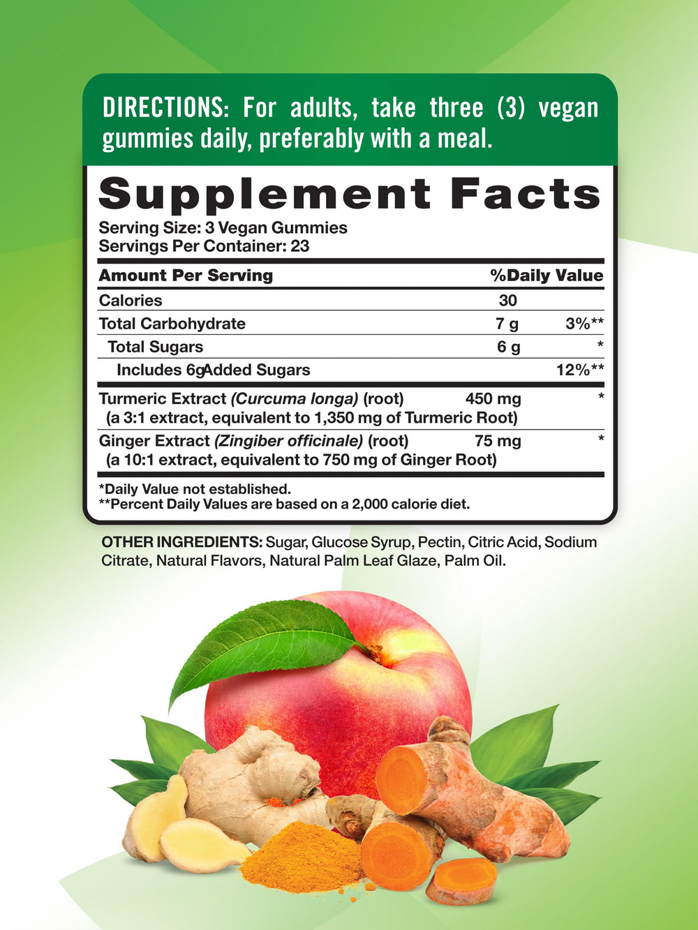 Close-up of Nature's Truth gummies showing peach flavor and soft texture