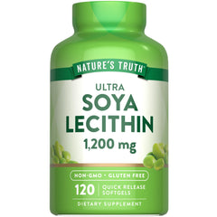 Nature's Truth Ultra Soy Lecithin 1200 mg bottle with softgels ready to take