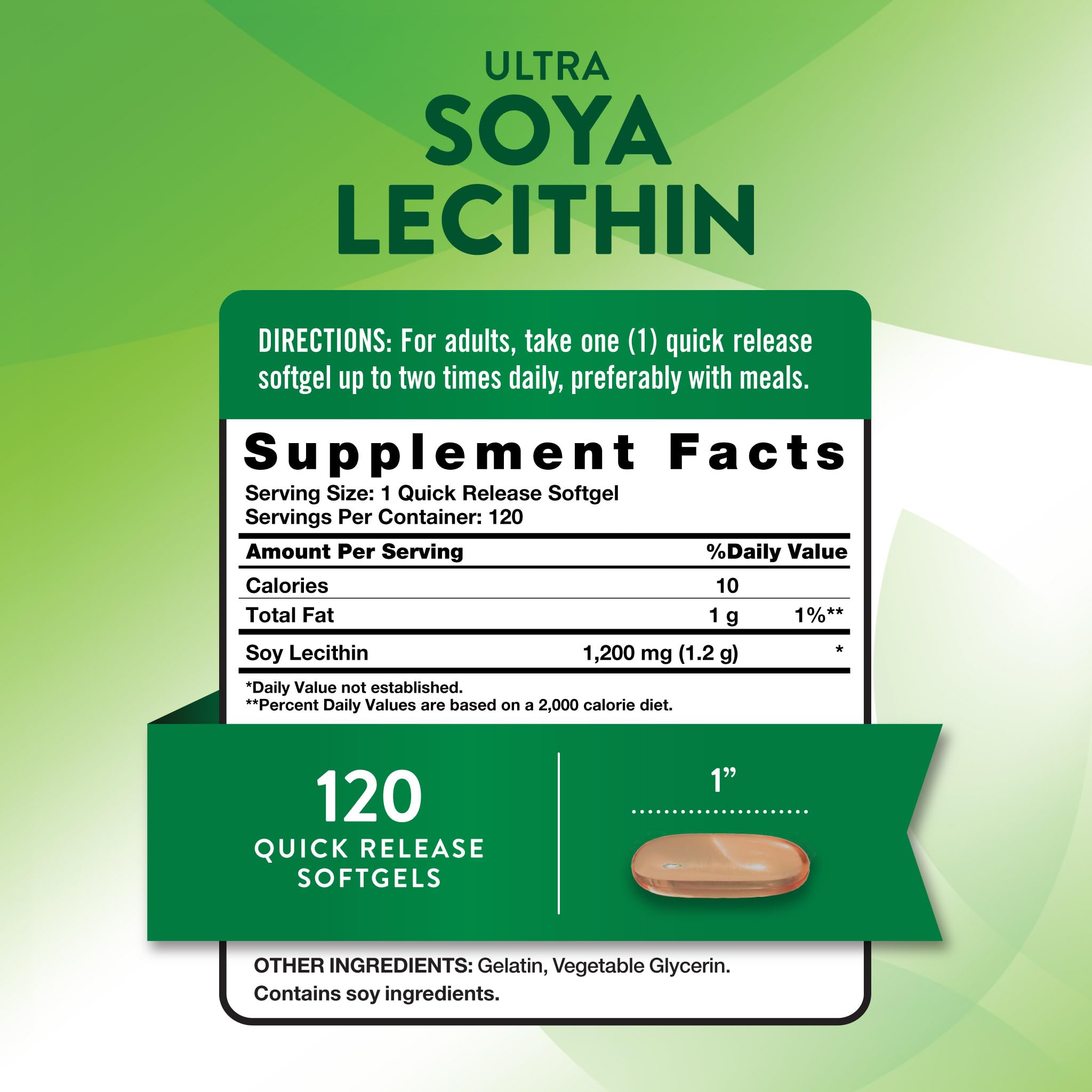Close-up of Nature's Truth soy lecithin softgels for daily use