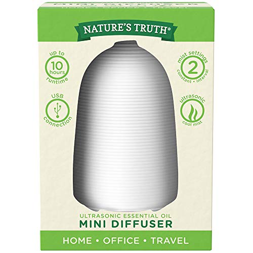 Nature's Truth Ultrasonic Mini Diffuser, top view, quiet operation for office.