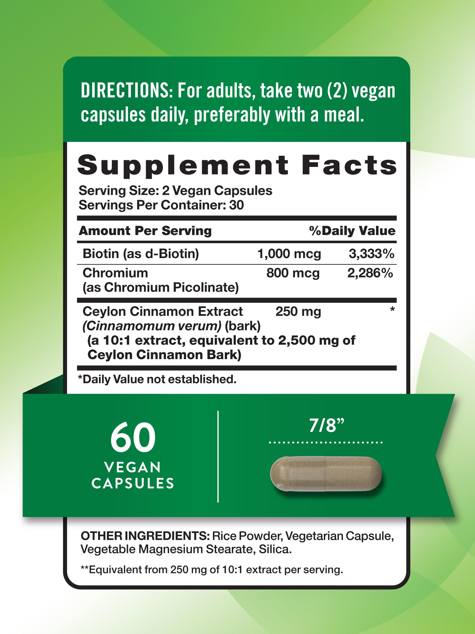Nature's Truth vegan capsules with biotin and chromium; enhanced formula